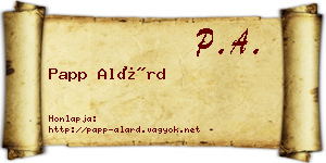 Papp Alárd névjegykártya